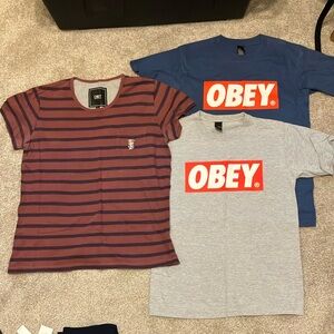Lot of Vintage Obey Skate Y2K Shirts, Men’s Small